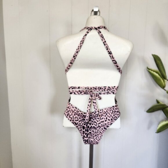 Shein NEW Leopard Animal Print One Piece Swimsuit Swim Bathing Suit Beach Sexy - Picture 5 of 11